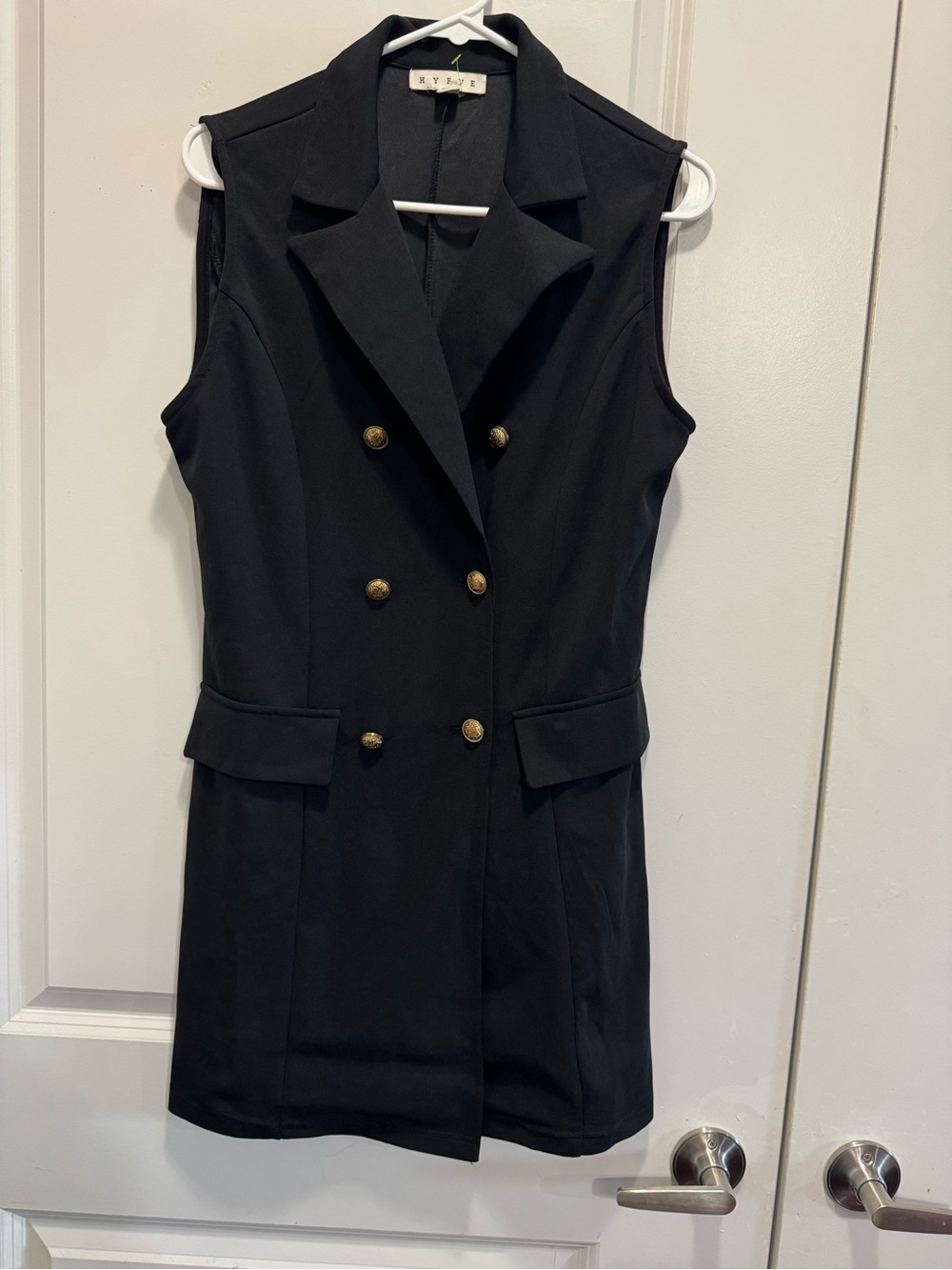 & Other Stories Black Sleeveless Double-Breasted Vest Dress with Gold Buttons